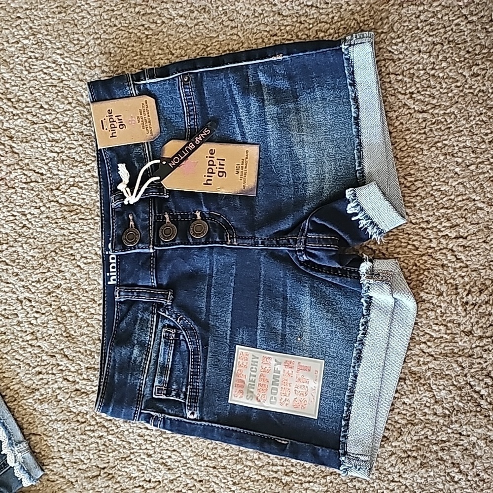 Hippie Girl Denim Shorts Mid Rise Stretch Size 8